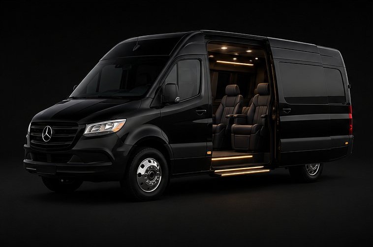 Black Mercedes Executive Sprinter luxury interior