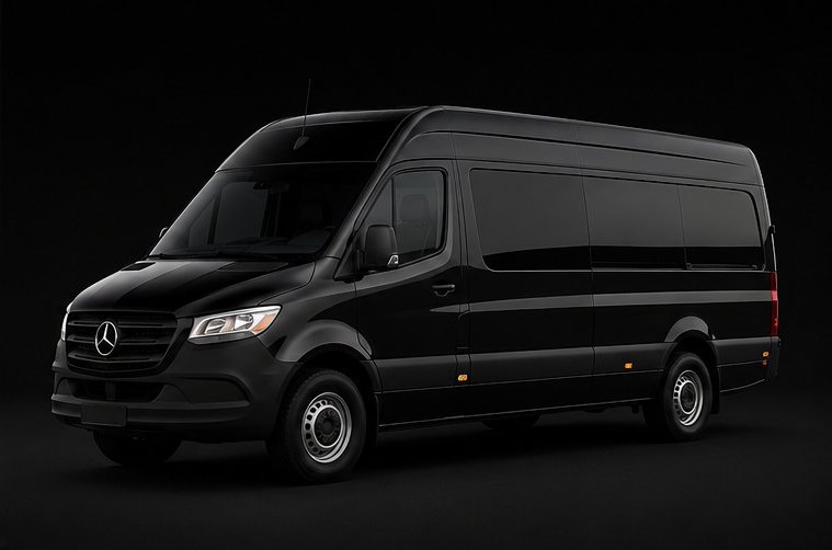 Black Mercedes Sprinter van